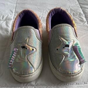 GIRLS SLIP ON GLITTER UNICORN SHOES SIZE 13